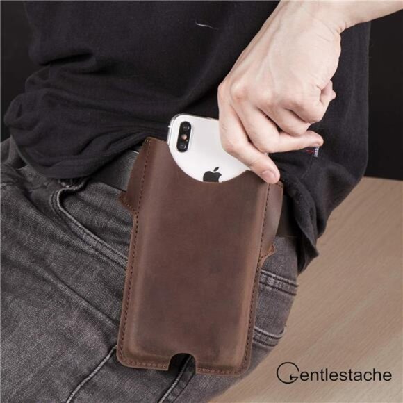 Leather Cell Phone Holster for Belt,Phone Case Leather, Belt Cell Phone Holder - Picture 2 of 7